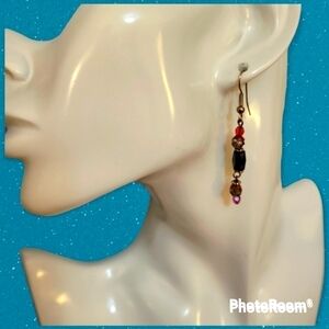 3/$30 HANDMADE Floral Cloissine Glass Beaded Dangle Hook Earrings